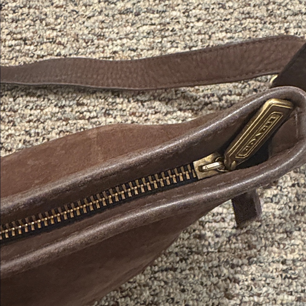 Coach Brown suede bucket crossbody bag with adjustable strap - Picture 6 of 9